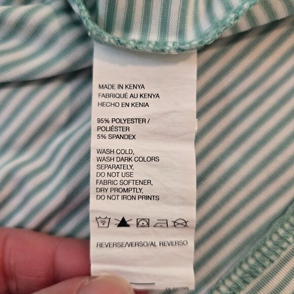 Izod Golf w/Stretch Green & White Strips Men's Size Large - Picture 6 of 8